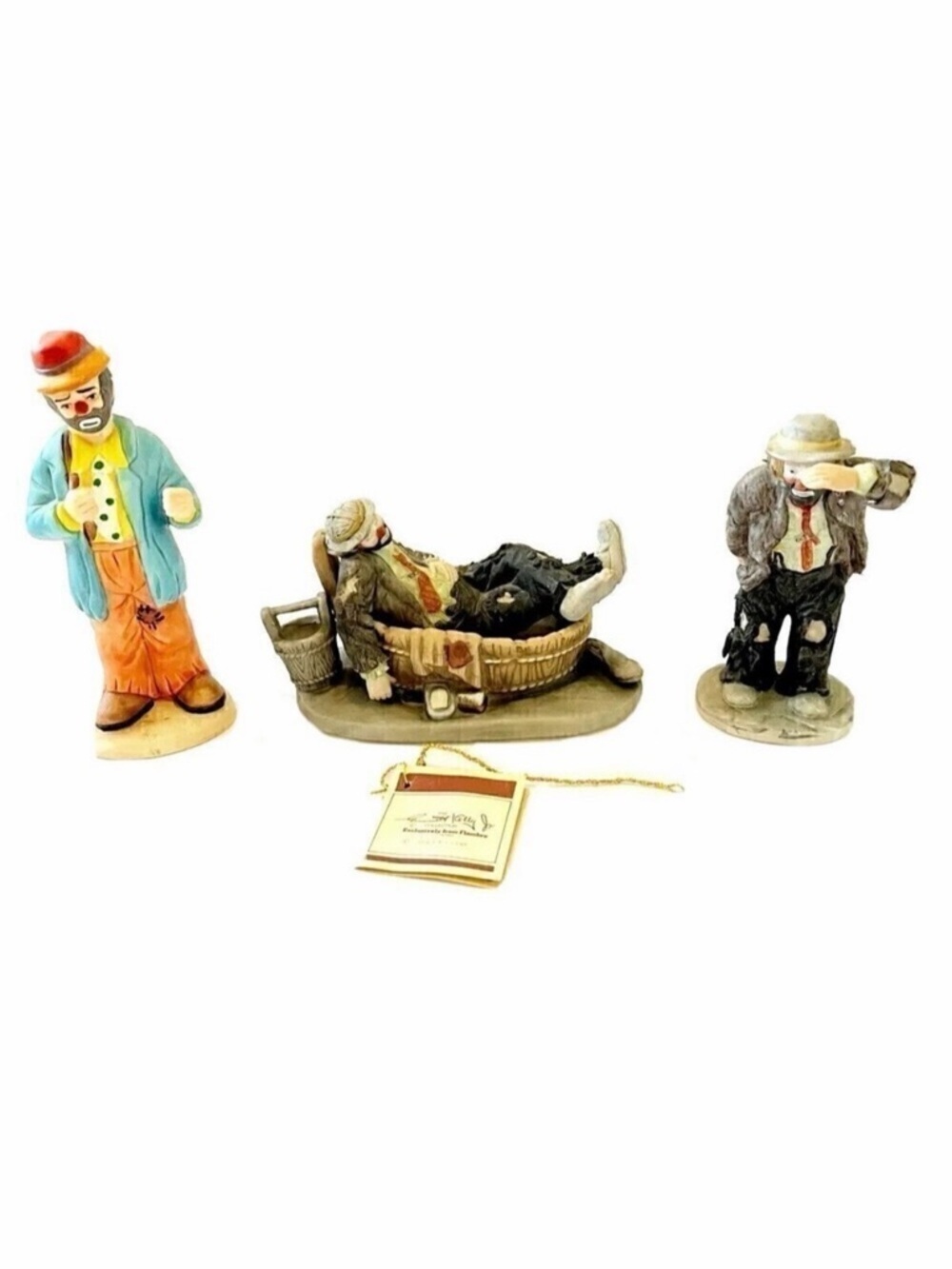 Emmett Kelly Jr. Clown Collection Flambro Figurines Bathtub Sad Looking Lot of 3
